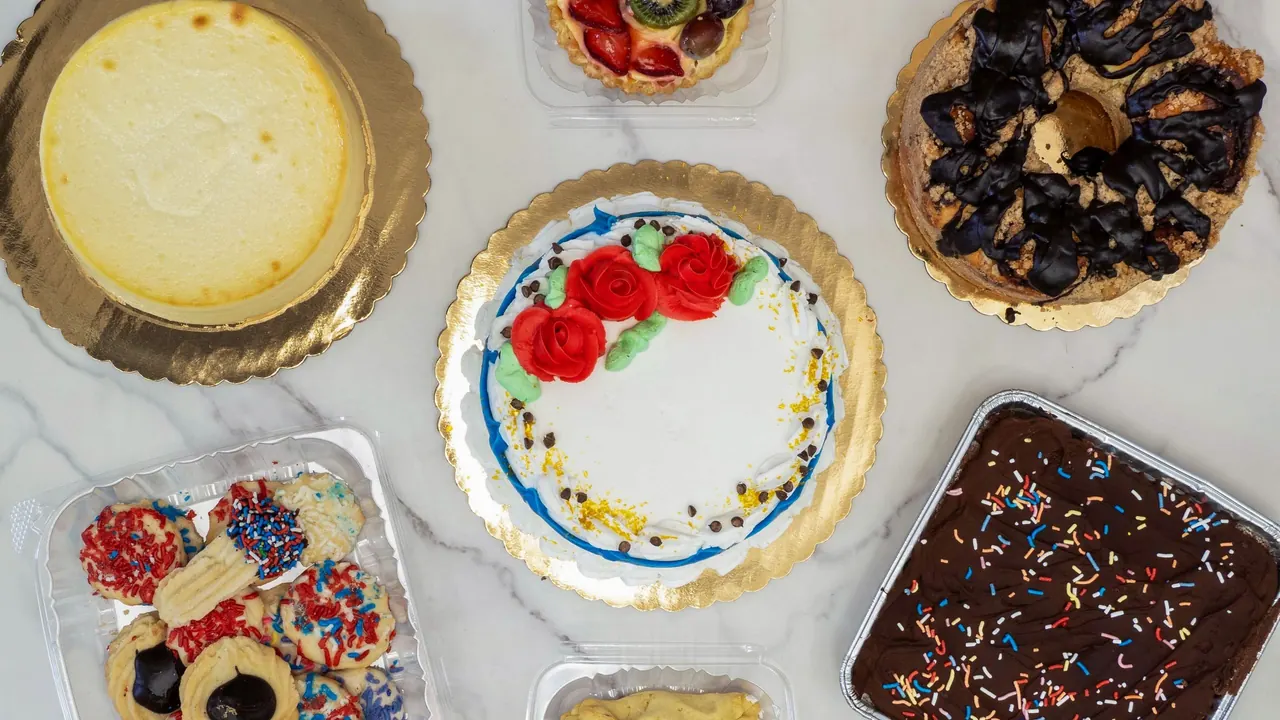 An assortment of cakes and cookies from Zamin Bakery